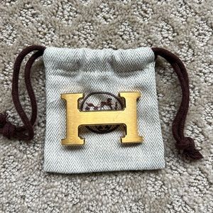 HERMES H Belt Buckle Brushed Gold-plated 32mm